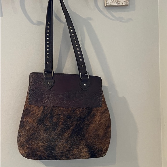 Montana West Dark Brown Leather Studded Tote - Picture 6 of 6